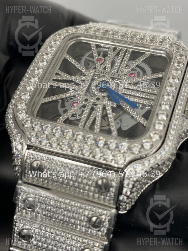 Фото 6 - Cartier Santos de Cartier Skeleton 40mm Diamond Steel