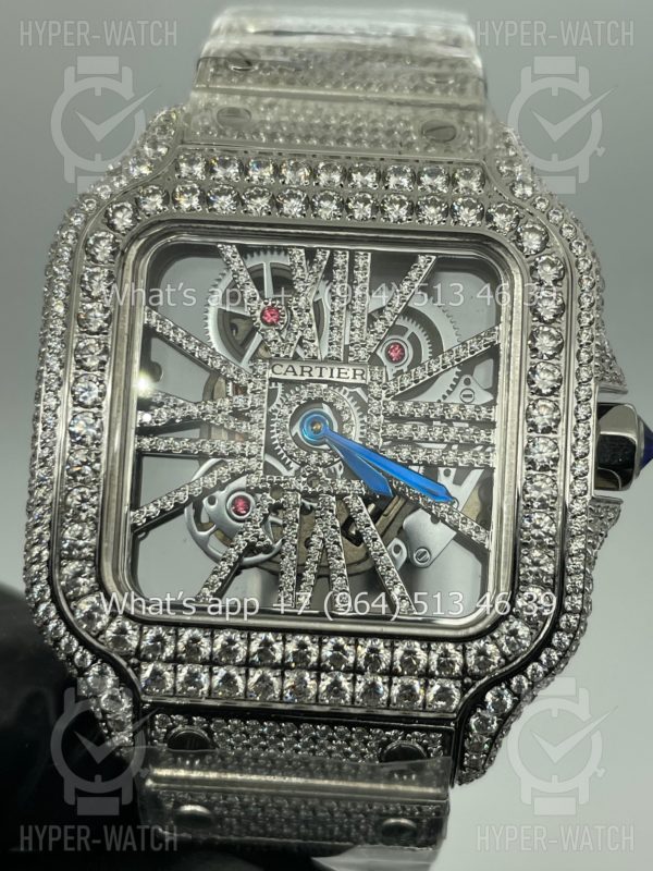 Фото 8 - Cartier Santos de Cartier Skeleton 40mm Diamond Steel