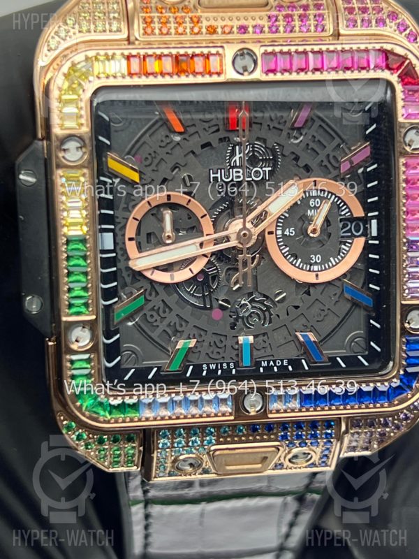 Фото 4 - Hublot Square Bang Unico 42mm Rainbow Art 7393