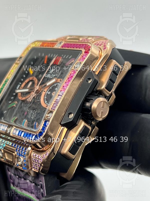 Фото 6 - Hublot Square Bang Unico 42mm Rainbow Art 7393