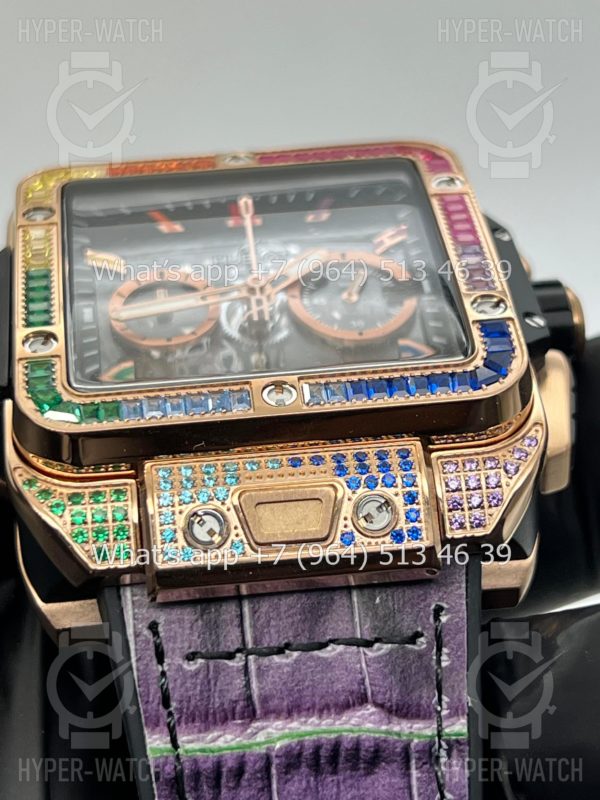 Фото 9 - Hublot Square Bang Unico 42mm Rainbow Art 7393