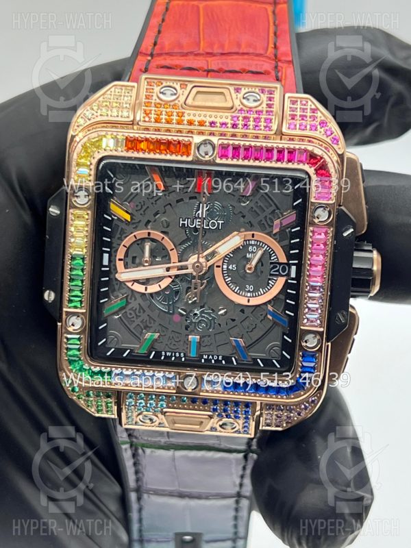 Фото 10 - Hublot Square Bang Unico 42mm Rainbow Art 7393