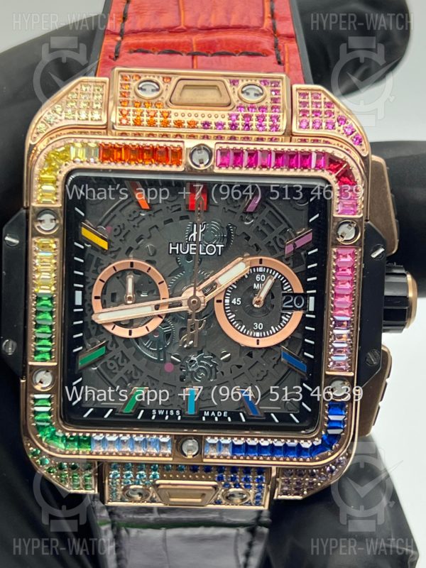 Фото 14 - Hublot Square Bang Unico 42mm Rainbow Art 7393